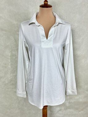 Dudley Stephens White Madaket Long Sleeve Popover Tunic Top S